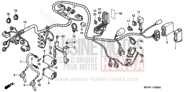 KABELBAUM von CB1300 Super Bold'or ABS MOODY BLUE METALLIC (PB296) von 2002